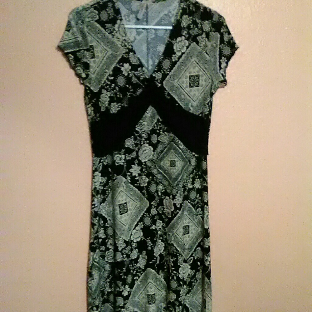 Susan Lawrence black and tan maxi dress